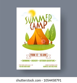 Summer camp poster, flyer or banner design.