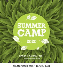 Summer Camp poster, Summer Holiday and Travel themed, Eco Camp, vector illustration.