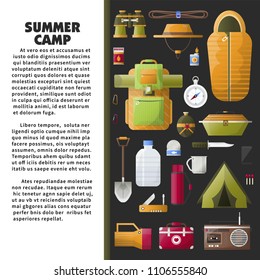 Summer camp poster with special equipment and sample text