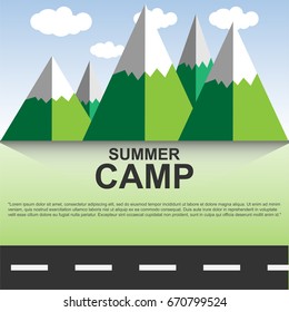 Summer camp poster with text. vector illustration. eps 10