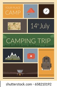 Summer camp poster. Vector illustration.