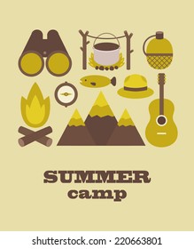 summer camp set. vector illustration