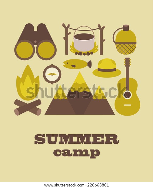 Summer Camp Set Vector Illustration Stock Vector (Royalty Free) 220663801