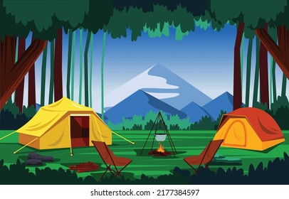 Summer Camp Tent Outdoor Mountain Nature Adventure Holiday
