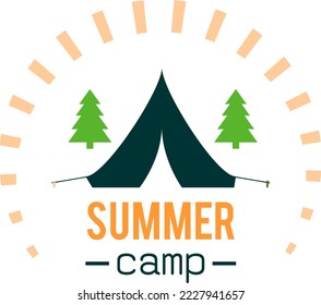 
campamento de verano con icono vector simple de tienda