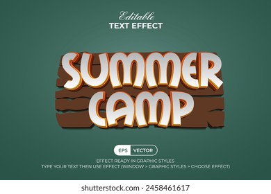 Summer Camp Text Effect 3D Style. Editable Text Effect.