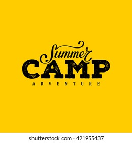 Summer Camp typography design. Design for t-shirt print,  postcard or poster. Vector illustration.