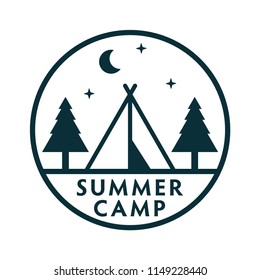 Tarjeta vectorial del campamento de verano