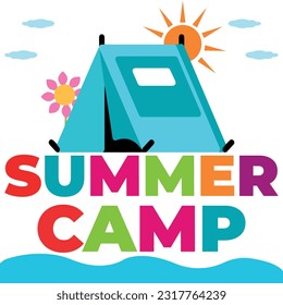 Summer Camp vector design template, Illustration vector graphic of kids summer camp color full logo design template, summer camp vector logo,summer camp kids