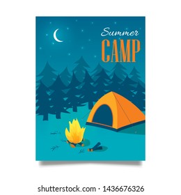 Summer camp vector hand drawn flyer or poster