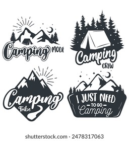 Summer Camp. Vector Illustration. Concept for Shirt or Logo, camping