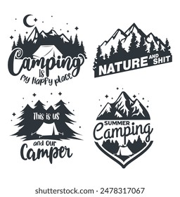 Summer Camp. Vector Illustration. Concept for Shirt or Logo, camping