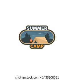 Summer Camp Vintage Logo Stock Vector