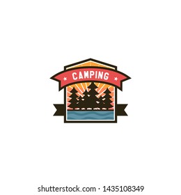 Summer Camp Vintage Logo Stock Vector