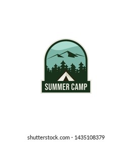 Summer Camp Vintage Logo Stock Vector