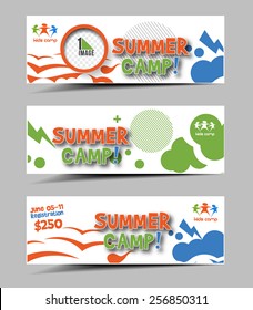 Summer Camp Web Banner, Header Layout Template. 