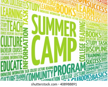 Summer Camp word cloud, education concept