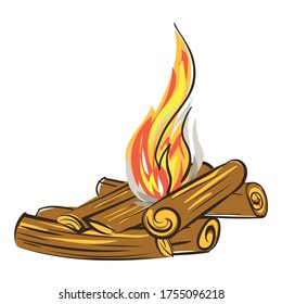Icono de la fogata de verano. Dibujo del icono del vector del fuego de verano para el diseño web aislado en fondo blanco