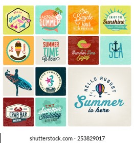Summer Camping and Beach Vector Calligraphy Design Elements in Vintage style