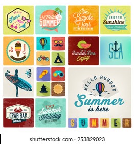 Summer Camping and Beach Vector Calligraphy Design Elements in Vintage style