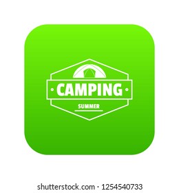 Summer camping icon green vector isolated on white background