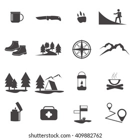 Summer camping icon set 1