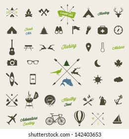 Summer camping  icon set