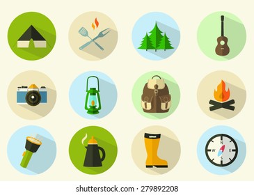 Summer Camping Icon Set