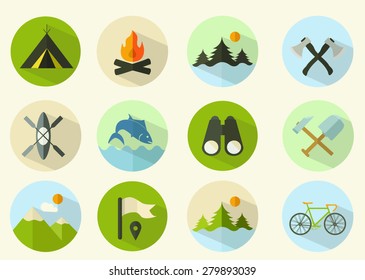 Summer camping icons