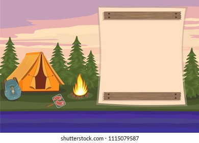 Summer camping invitation card template vector
