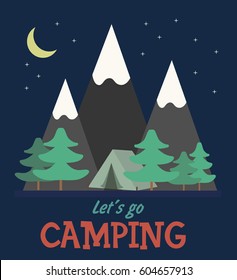 Summer camping landscape. Vector illustration