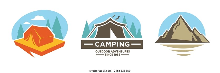 Summer Camping Logo Collection vector