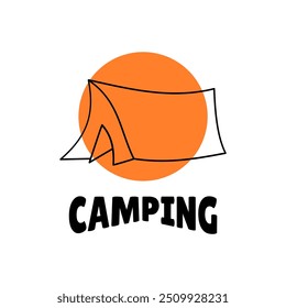 Summer camping logo isolated on background. line style logo, simple, plain