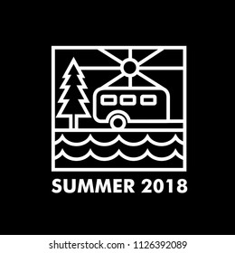 Summer camping logo line icon