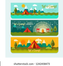 summer camping outdoor banner