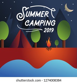 summer camping poster vector