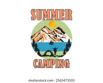 Summer camping t shirt design included perfect outdoor escape with stunning mountain views