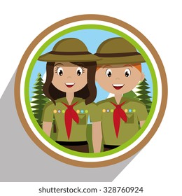 Summer camping and travel cartoon design, vector illustration.