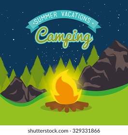 Summer camping and travel theme design, vector illustration.