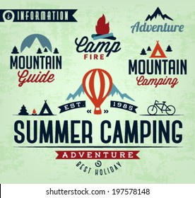 Summer Camping Vector Calligraphy Design Elements in Vintage style