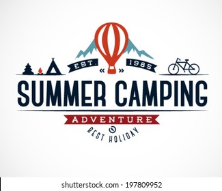 Summer Camping Vector Calligraphy Design Element in Vintage style