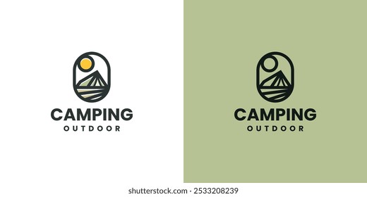 projeto de logotipo de vetor de acampamento de verão