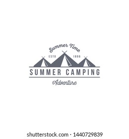 Summer Camping Vintage Style Design Vector