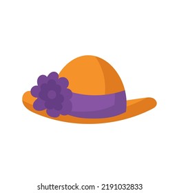 Sommermütze oder Cartoon-Hut und Sonnenmütze. Strandzubehör Mädchen und elegante Kleidung einzelne Vektorgrafik. Heizelement und Kopfbedecke mit Seeband. Flachkopfkleidung