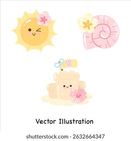 Coleção Summer Capybara | Capivara De Animais Bonitos | Summer Beach Element | Vetor Capybara | Ilustração do vetor de verão 