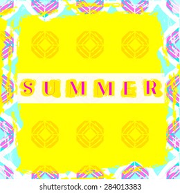 Summer card .Background with decorative geometric and abstract elements .