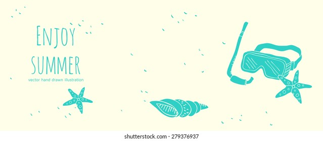 summer card with beach symbols