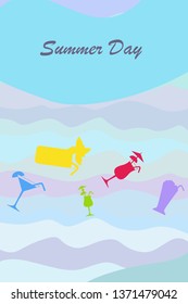 Summer card with cocktails. Beach holiday. Vector background.