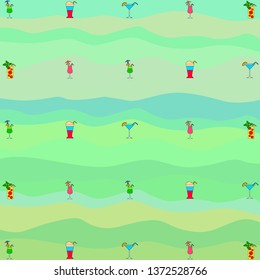 Summer card with cocktails. Beach holiday. Vector background.