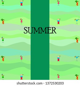 Summer card with cocktails. Beach holiday. Vector background.